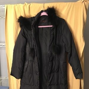 Via Spiga black 3/4 length hooded winter coat